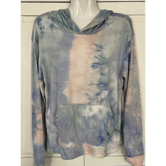 WallFlower Hoodie Top tie-dye Large Stretchy Blue Purple Pink Lightweight - Picture 5 of 5